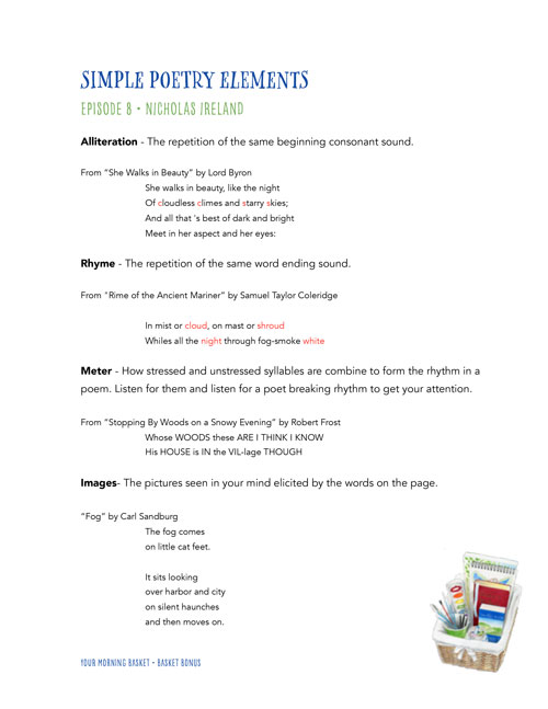 Simple Poetry Elements Cheat Sheet